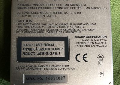 2000 Sharp MD Portable Recorder MD-MT866 - IMG_1101